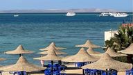 Boats search for survivors after a tourist submarine sank in the popular Egyptian Red Sea destination of Hurghada, Egypt, Thursday, March 27, 2025. (AP Photo)