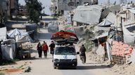 Palestinians flee their homes in Rafah after the Israel army issued evacuation orders for a number of areas.
Pic: Reuters 