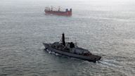 Handout photo dated 01/03/25 issued by Royal Navy of Royal Navy frigate HMS Somerset (left) follows Russian corvette Boikiy during a 3-day operation monitoring the progress of a Russian task group. Boikiy escorted merchant vessel Baltic Leader (right) on its voyage from Syria. Issue date: Monday March 3, 2025.