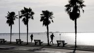 Joggers run along the sea front in Southend-on-Sea, Essex.
Pic: PA