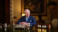 EMBARGO 7 MARCH 2025 00.01 
Undated handout photo issued by Apple of Music of King Charles III who has collaborated with Apple Music to launch The King's Music Room show
Pic: The King's Music Room - Courtesy of Apple Music/PA Wire 