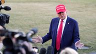 President Donald Trump speaks to reporters before departing on the South Lawn of the White House, Friday, Feb. 28, 2025, in Washington. (AP Photo/Jacquelyn Martin)