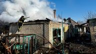 Russian attacks continue in the Donetsk region in Ukraine. Pic: Ukrainian Emergency Service via AP