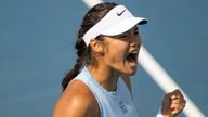 Emma Raducanu celebrates during her victory
