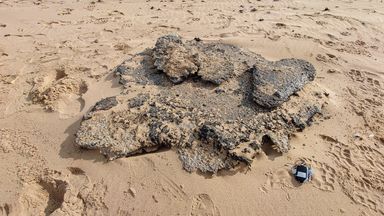 Race to clean up billions of plastic 'nurdles' that washed up in UK after tanker crash WTX News A huge clump of washed-up nurdles on Holme beach in Norfolk. Pic: West Norfolk Council