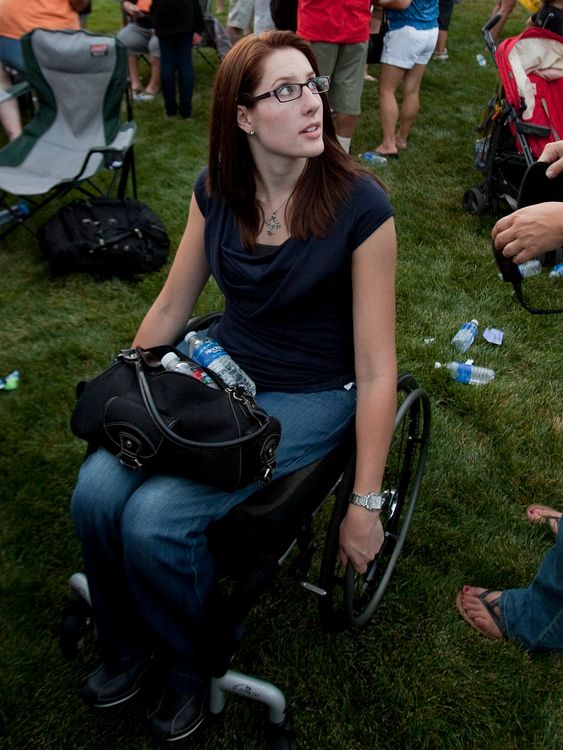 Anne Marie Hochhalter attends a vigil in July 2012 for victims of the Aurora cinema shooting. Pic: AP