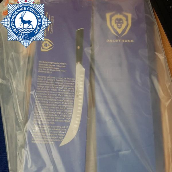 The 10-inch butcher's knife Clifford used to commit the murders was never found but police released an image of the packaging.
Pic: PA
