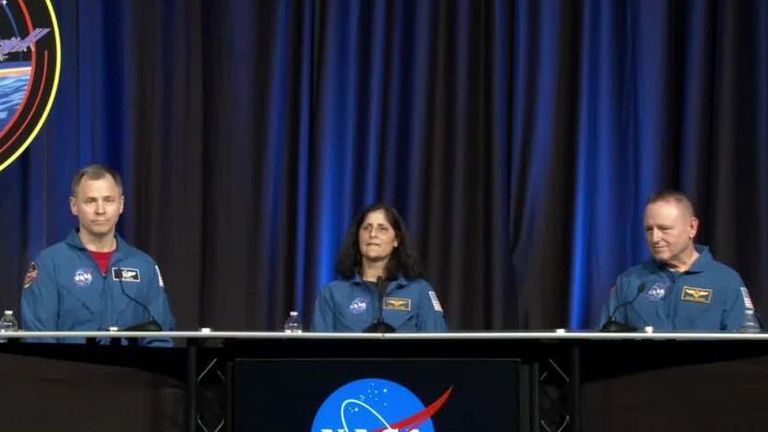 The astronauts held a news conference to discuss their extended mission