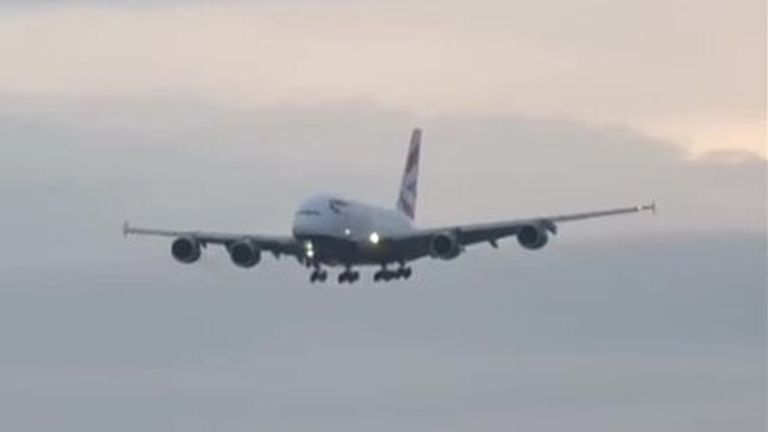 Heathrow planes start to land.