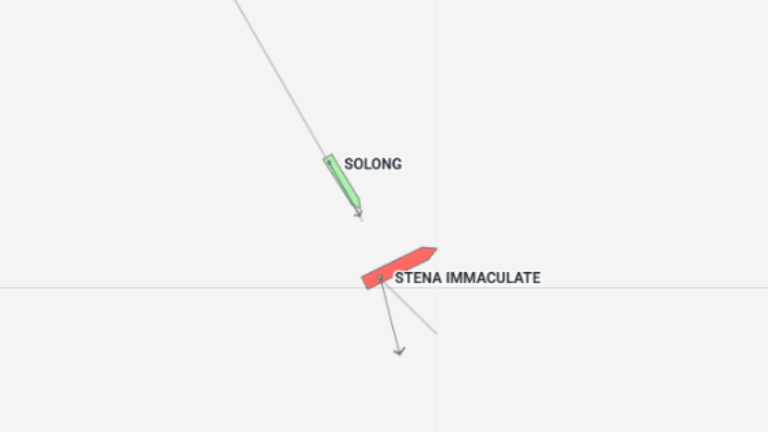 A marine tracking website shows the ships close together. Pic: MarineTraffic.com 