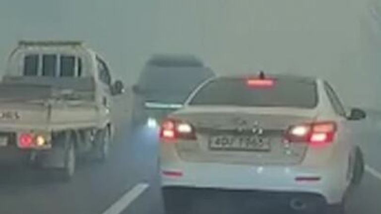 Drivers attempt to navigate through wildfires in South Korea