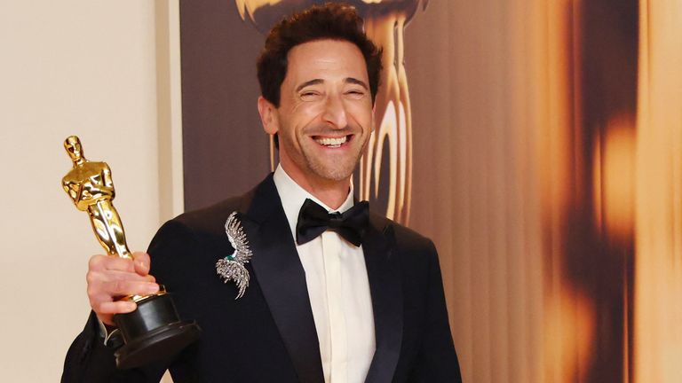 Adrien Brody poses with the Oscar for Best Actor for &#34;The Brutalist&#34; in the Oscars photo room at the 97th Academy Awards in Hollywood, Los Angeles, California, U.S., March 2, 2025. REUTERS/Daniel Cole