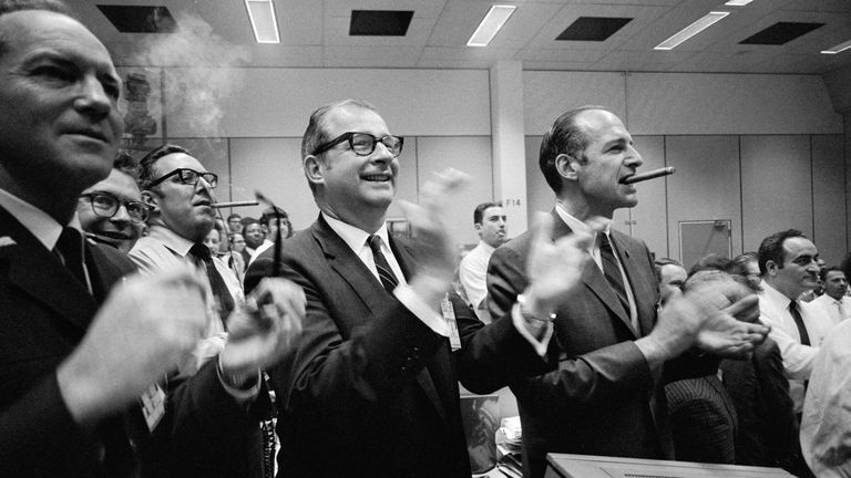 NASA staff applaud the successful splashdown of the Apollo 13 mission. File pic: NASA