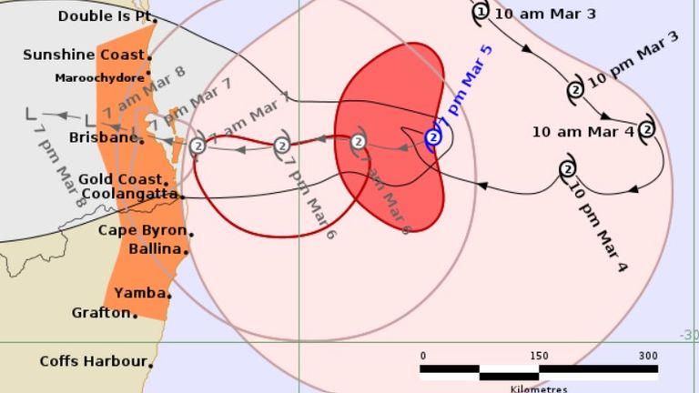 The Australian Bureau of Meteorology Tropical Cyclone Warning Centre's forecast track map