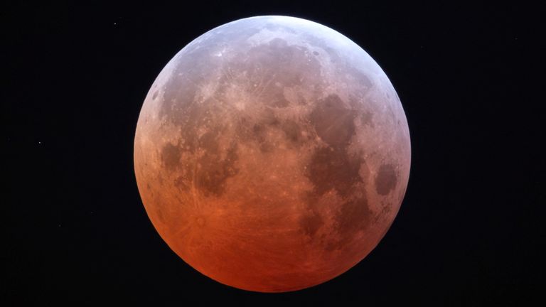 The moon is seen during a total lunar eclipse in Hopkins, South Carolina, U.S. March 14, 2025.  