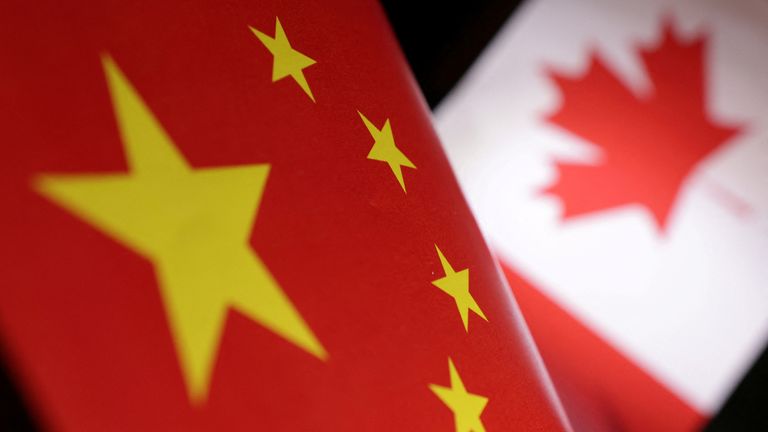 The Chinese and Canadian flags. Pic: Reuters