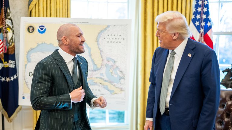 McGregor and Trump meeting at the White House on St Patrick's Day. Pic: X/@WhiteHouse