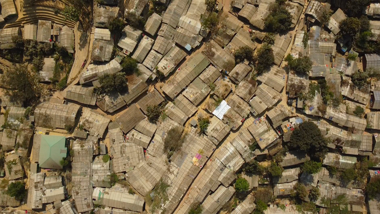 An aerial view of the refugee camp in Cox's Bazar