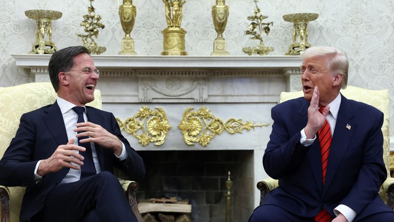 Donald Trump and NATO secretary general Mark Rutte. Pic: Reuters