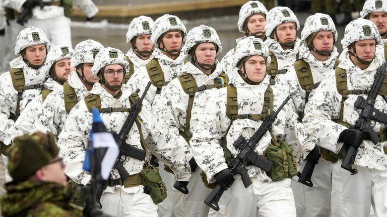 Estonian army servicemen march during Estonia's Independence Day parade. File pic: Reuters