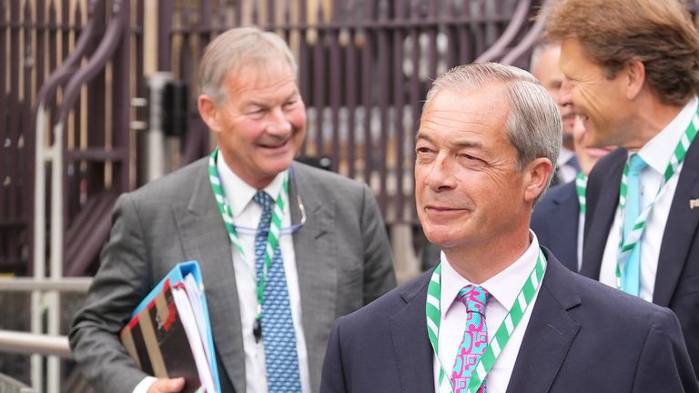 Mr. Lowe left, with Nigel Farage after he was elected parliamentarians last year. Pic: pa