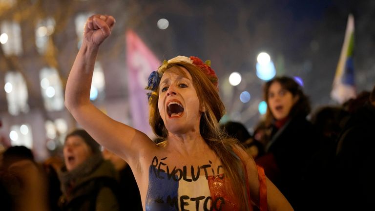 A FEMEN activist shouts during a protest against French actor Gerard Depardieu .
Pic: AP