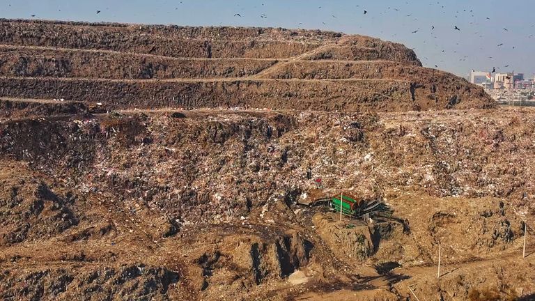 The garbage mountain, which is 20 storeys high