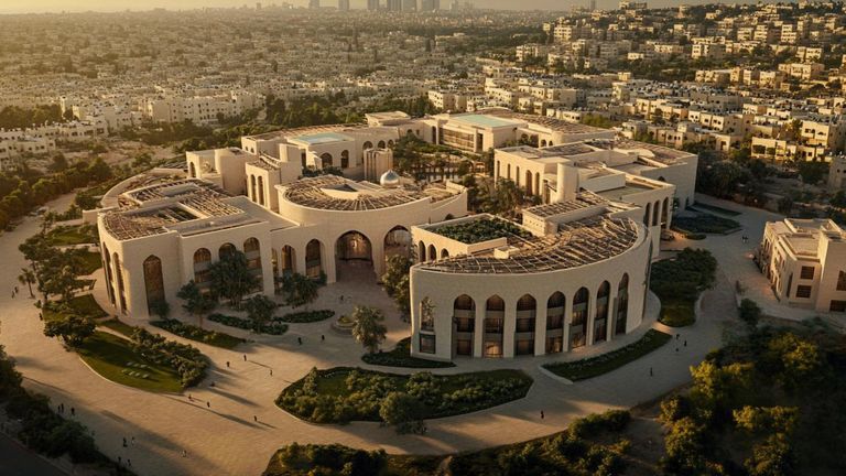 An AI-generated vision of what a rebuilt Gaza could look like, taken from a draft of Egypt's plan for the territory. Pic: Egyptian presidency