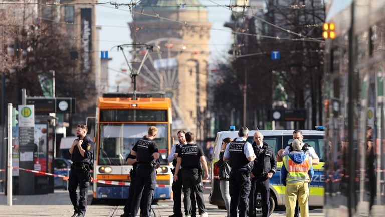 Emergency services patrol the scene after the incident. Pic: Reuters