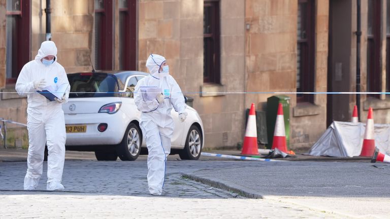 Forensic officers on Clarendon Street. Pic: PA