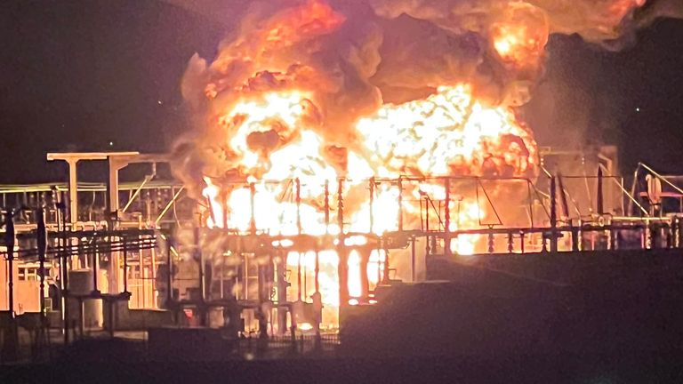 Photo taken with permission from the social media site X, formerly Twitter, posted by @JoselynEMuirhe1 of the fire at Hayes electrical substation. More than 1,300 flights to and from Heathrow Airport will be disrupted on Friday due to the closure of the airport following the fire. Issue date: Friday March 21, 2025.