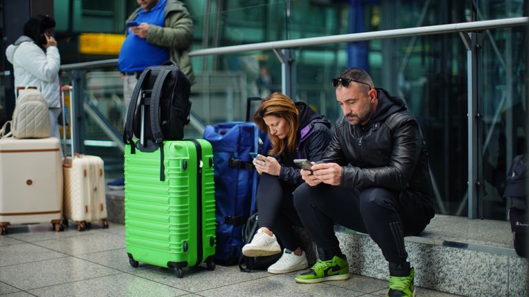 An almost empty Arrivals Hall at Heathrow Terminal 4.
Pic :PA