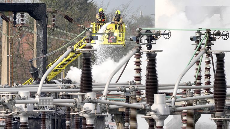 Firefighters at the North Hyde electrical substation which caught fire. More than 1,300 flights to and from Heathrow Airport will be disrupted on Friday due to the closure of the airport following the fire. Picture date: Friday March 21, 2025. PA Photo. See PA story FIRE Hayes. Photo credit should read: Jonathan Brady/PA Wire