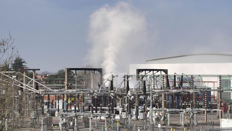 The North Hyde electrical substation which caught fire.   Pic: PA