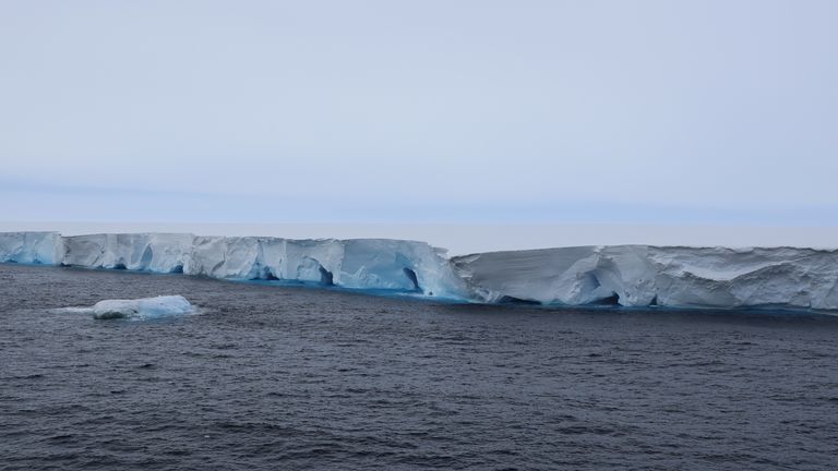 Undated handout photo issued by British Antarctic Survey (BAS) of the RRS Sir David Attenborough in front of the A23a iceberg.  Pic: BAS/PA