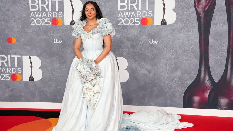 Denim wedding anyone? Jade brings some trad-wife vibes along with her bouquet. Pic: AP