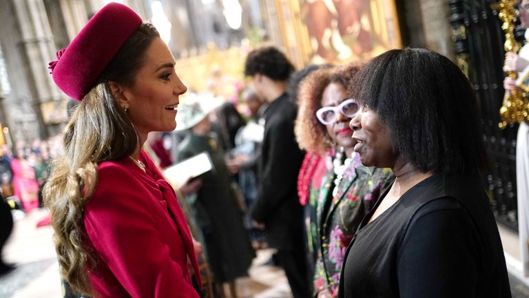 La princesse de Pays de Galles rencontrant Joan Armatrading. Pic: PA