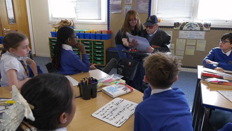 Bombardier Tom Jones visits school in Salford. VT Katie Barnfield