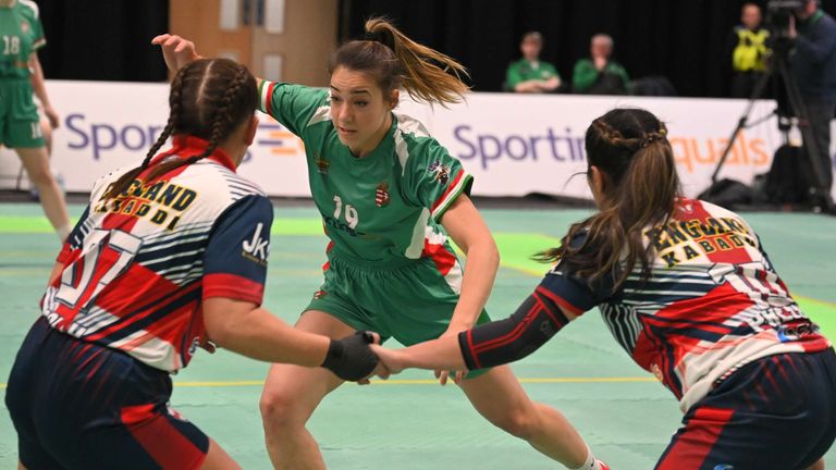 England's women beat Hungary 85-15. Pic: Kabaddi World Cup/Facebook
