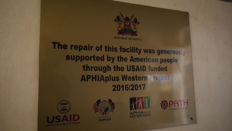 A sign thanking the American people in the hospital in Kisumu