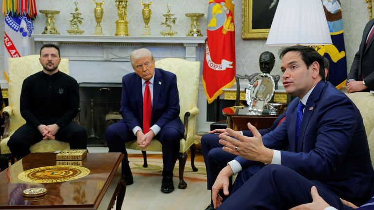 Marco Rubio during the meeting between Volodymyr Zelenskyy and Donald Trump. Pic: Reuters