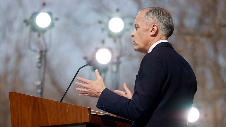 Mark Carney speaks during a press conference following a swearing-in ceremony in Ottawa, Ontario. Pic: Reuters