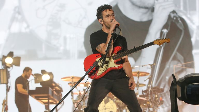 The 1975, fronted by Matty Healy, performing in in Austin, Texas. Pic: Jack Plunkett/Invision/AP