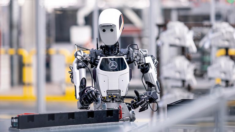 Mercedes-Benz is testing the use of Apollo, a humanoid robot from Apptronik, in production. Pic: Mercedes-Benz