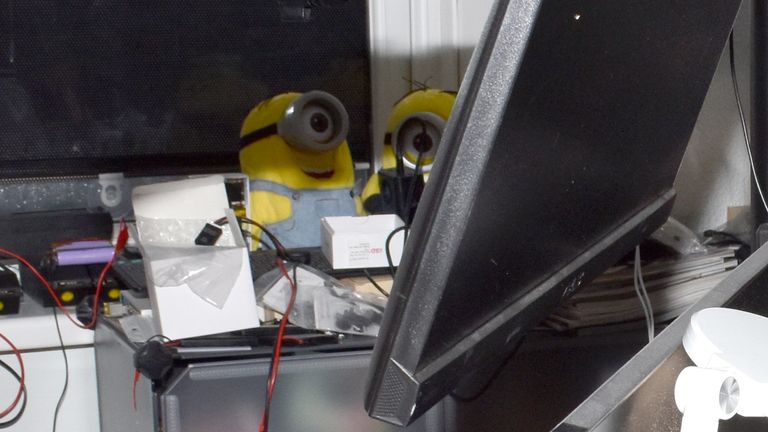 Minion soft toys which were among the items found during the search of an address in Great Yarmouth, Norfolk, where police arrested spy chief Orlin Roussev.
Pic: PA