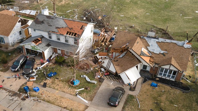 Destroyed houses in Florissant, Missouri. Pic: Reuters