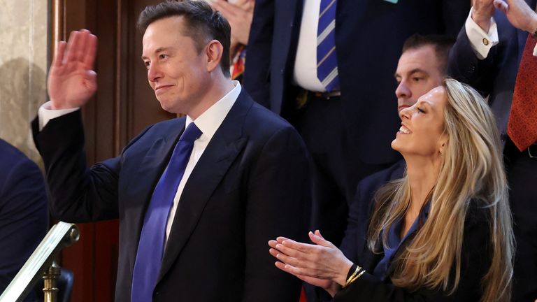 Elon Musk acknowledges the applause. Pic: Reuters