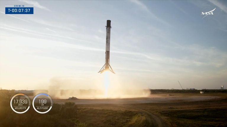 NASA’s SpaceX Crew-10 launching four crew members to the International Space Station (ISS). Pic: NASA
Source NASA TV