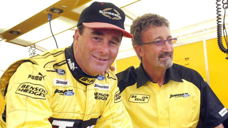 Nigel Mansell with Jordan team boss Eddie Jordan.
Pic: Action Images/Reuters