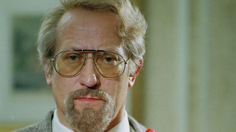Gordievsky with his 1990 book KGB: The Inside Story. Pic: AP
